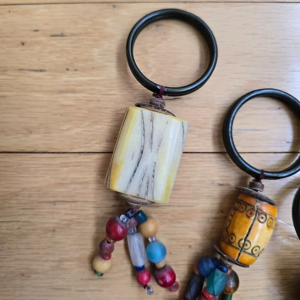 vintage Y2K | rustic boho multicolor chunky bead napkin holders